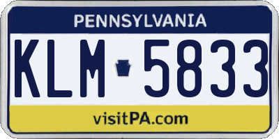 PA license plate KLM5833