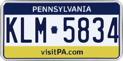 PA license plate KLM5834