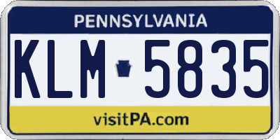 PA license plate KLM5835