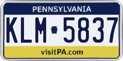PA license plate KLM5837