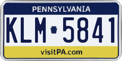 PA license plate KLM5841