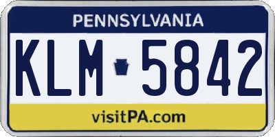 PA license plate KLM5842