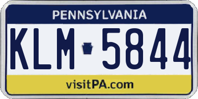 PA license plate KLM5844