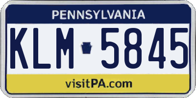 PA license plate KLM5845