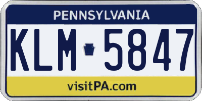 PA license plate KLM5847