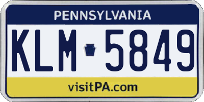 PA license plate KLM5849