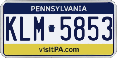 PA license plate KLM5853