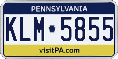 PA license plate KLM5855