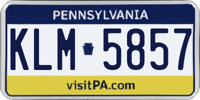 PA license plate KLM5857