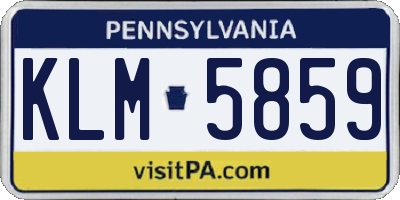 PA license plate KLM5859