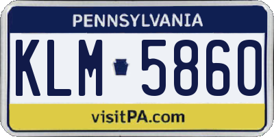 PA license plate KLM5860