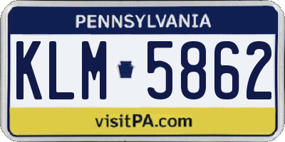 PA license plate KLM5862