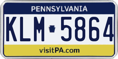 PA license plate KLM5864