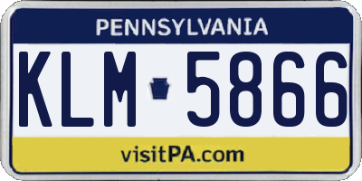 PA license plate KLM5866