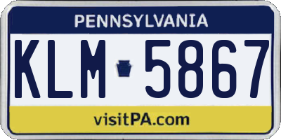 PA license plate KLM5867