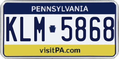 PA license plate KLM5868