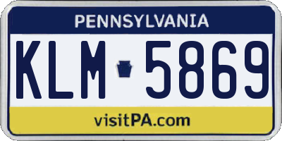 PA license plate KLM5869