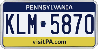 PA license plate KLM5870