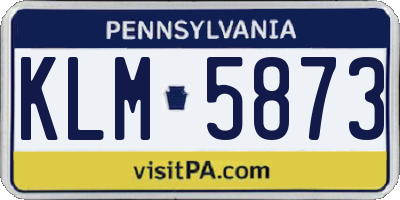 PA license plate KLM5873