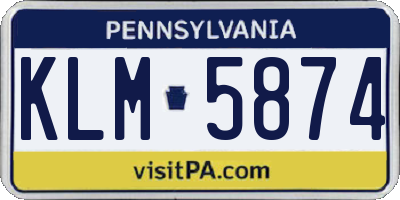 PA license plate KLM5874