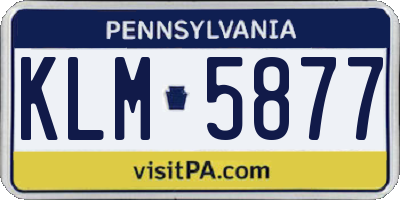 PA license plate KLM5877