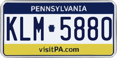 PA license plate KLM5880