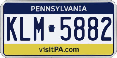 PA license plate KLM5882