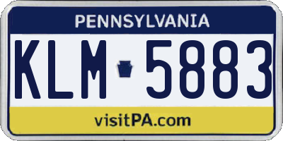 PA license plate KLM5883