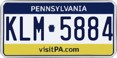 PA license plate KLM5884