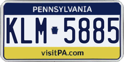 PA license plate KLM5885