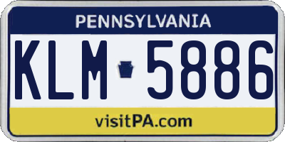 PA license plate KLM5886