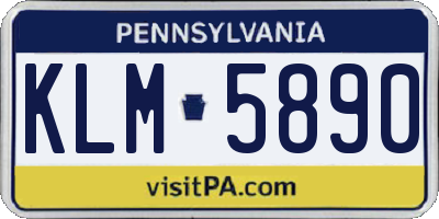 PA license plate KLM5890