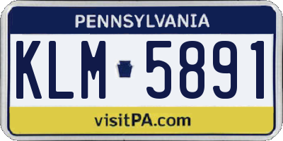 PA license plate KLM5891