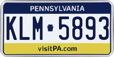 PA license plate KLM5893