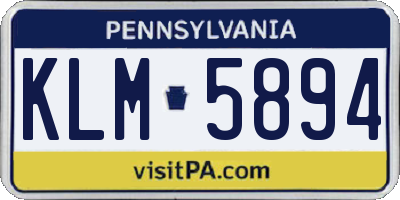 PA license plate KLM5894