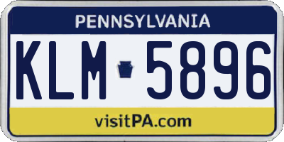 PA license plate KLM5896