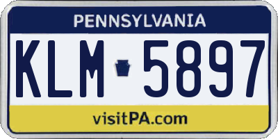 PA license plate KLM5897