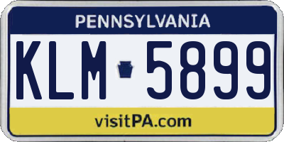 PA license plate KLM5899