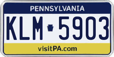 PA license plate KLM5903