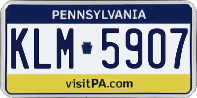 PA license plate KLM5907