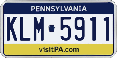 PA license plate KLM5911