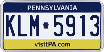 PA license plate KLM5913