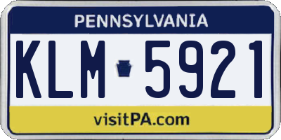 PA license plate KLM5921