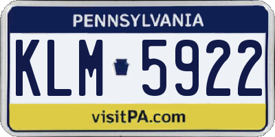 PA license plate KLM5922