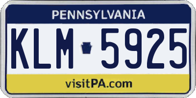 PA license plate KLM5925