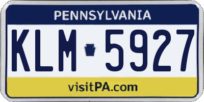 PA license plate KLM5927