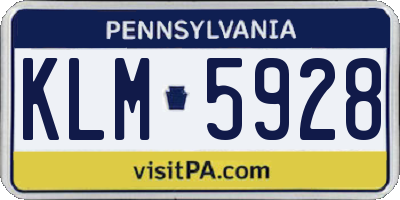 PA license plate KLM5928