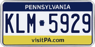 PA license plate KLM5929