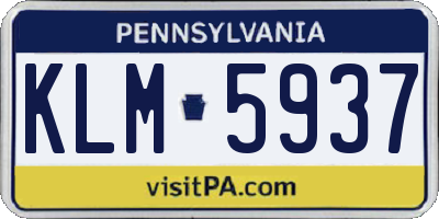 PA license plate KLM5937