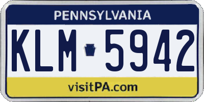 PA license plate KLM5942
